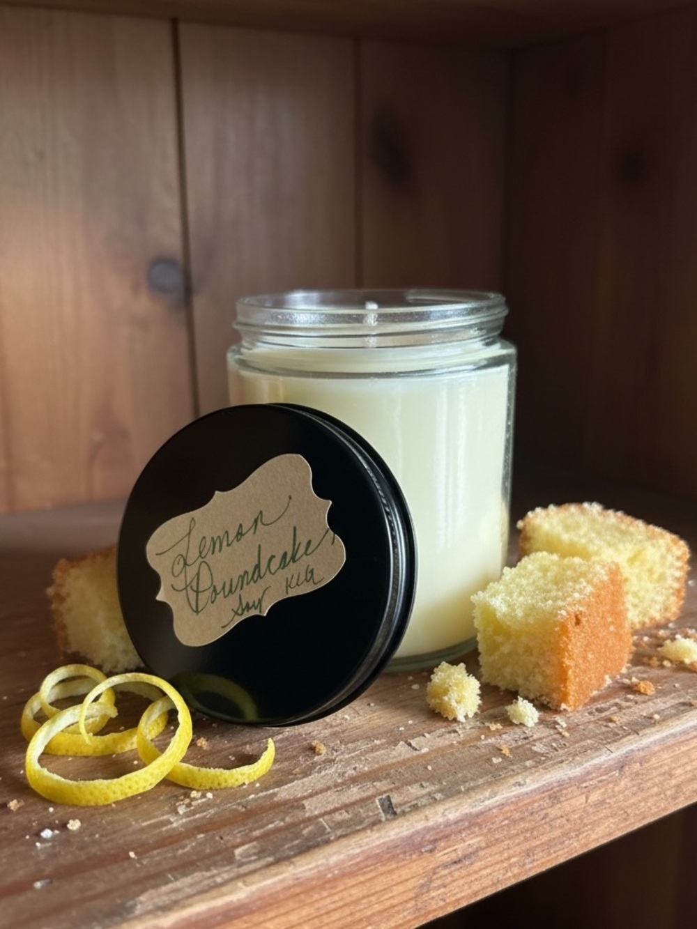 Handcrafted Lemon Poundcake Scented Soy Candle -